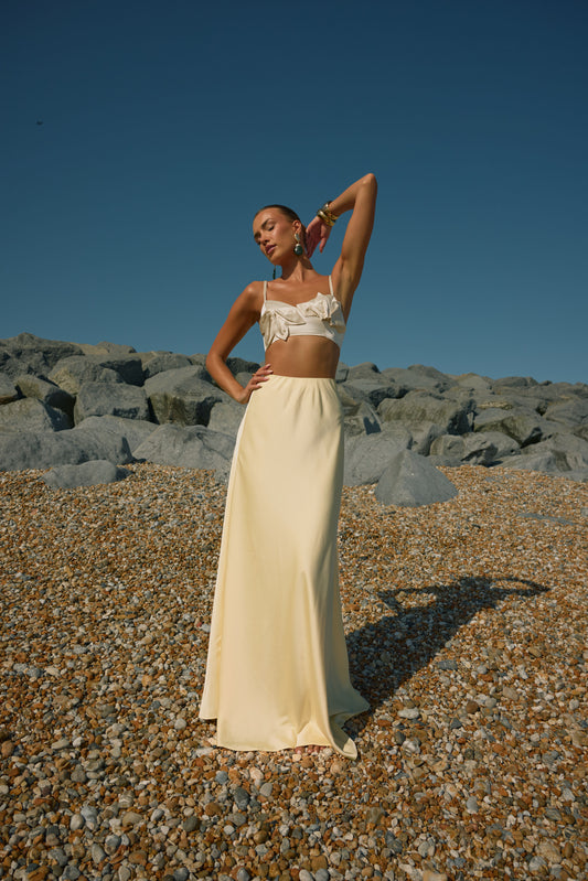 Yara Bias Cut Satin Maxi Skirt (TALL)