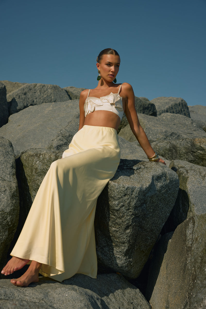 Yara Bias Cut Satin Maxi Skirt (TALL)