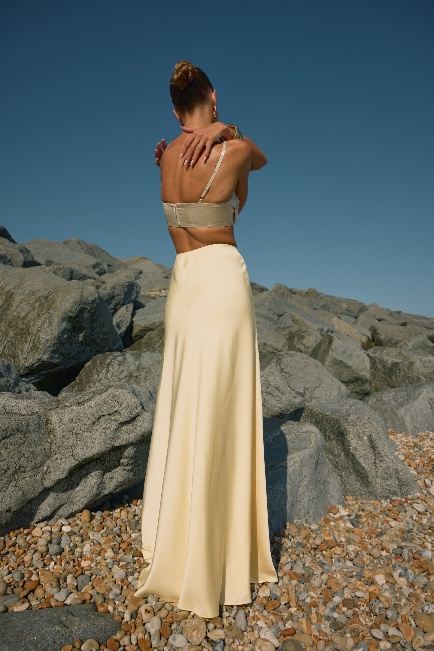 Yara Bias Cut Satin Maxi Skirt (TALL)